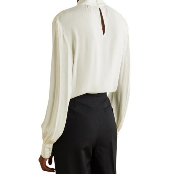 Theory white silk crepe de chine blouse size L - Picture 4 of 5